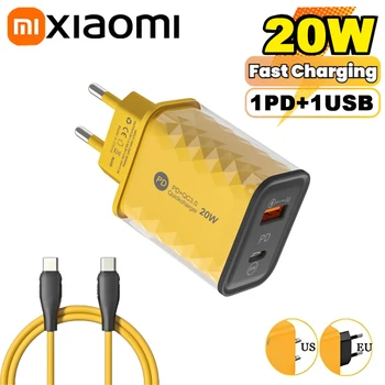 Xiaomi 2-Ports Outputs Phones Charger 20W GaN Fast Charger USB3.0 PD Super Fast charging Charger Adapter Wall Adapter For IPhone