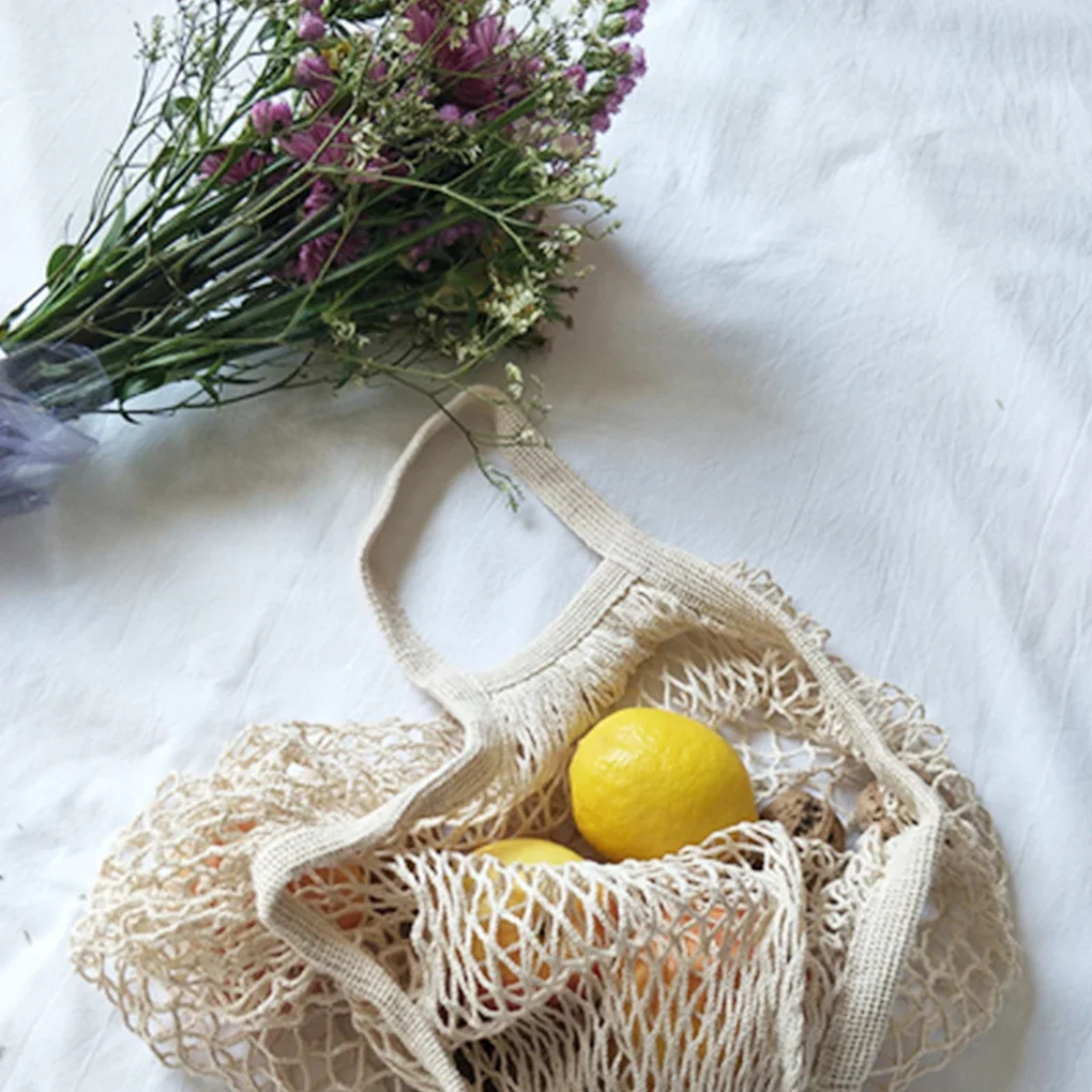 Cotton String Shopping Tote Bags 1/2pcs Fruit Vegetable Storage Organizer Reusable Washable Grocery Eco Friendly Mesh Bags