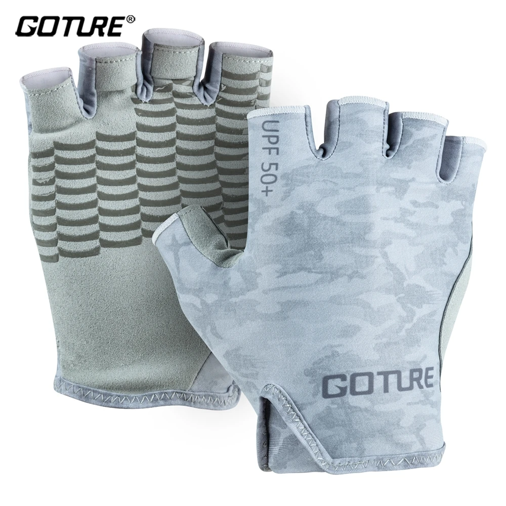 Fauhsto Guantes Para Pescar,sin 2 Dedos,UPF50 +,para Pesca, Antideslizante, Elástico, Guantes De