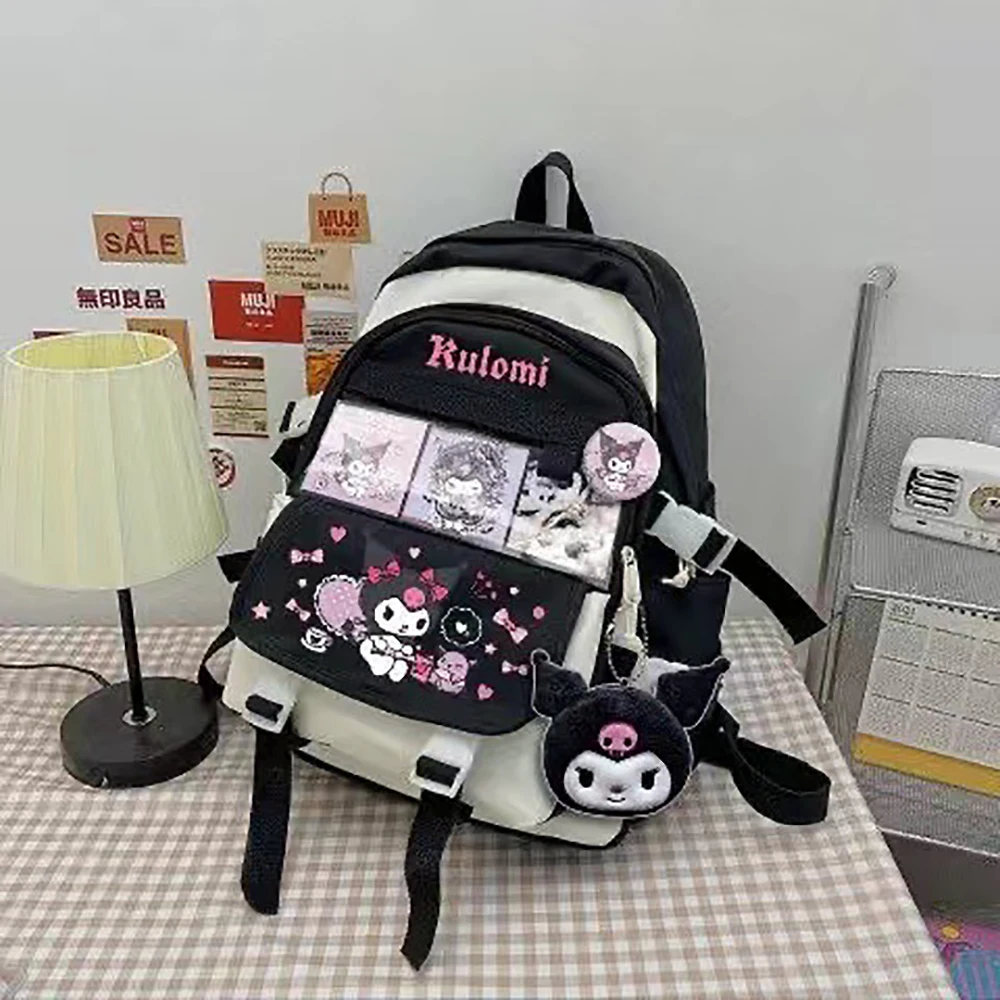 Sanrio-mochilas de dibujos animados para niñas, mochilas escolares de Anime, Cinnamorol, Kuromi, bolsos escolares para estudiantes universitarios