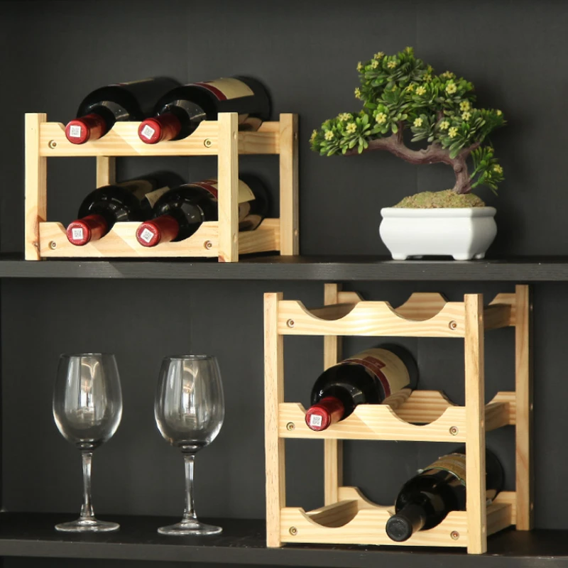 Red Wine Cabinet Display Rack Wood Bottle Storage Rack Simple Designer Household Solid Wood Ornaments Home Decor wine rack
