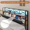 California King Bed Frame with Hidden Storage, 2 Drawers, Led Lights, Charging Station, Upholstered Headboard, Bed Frame 4