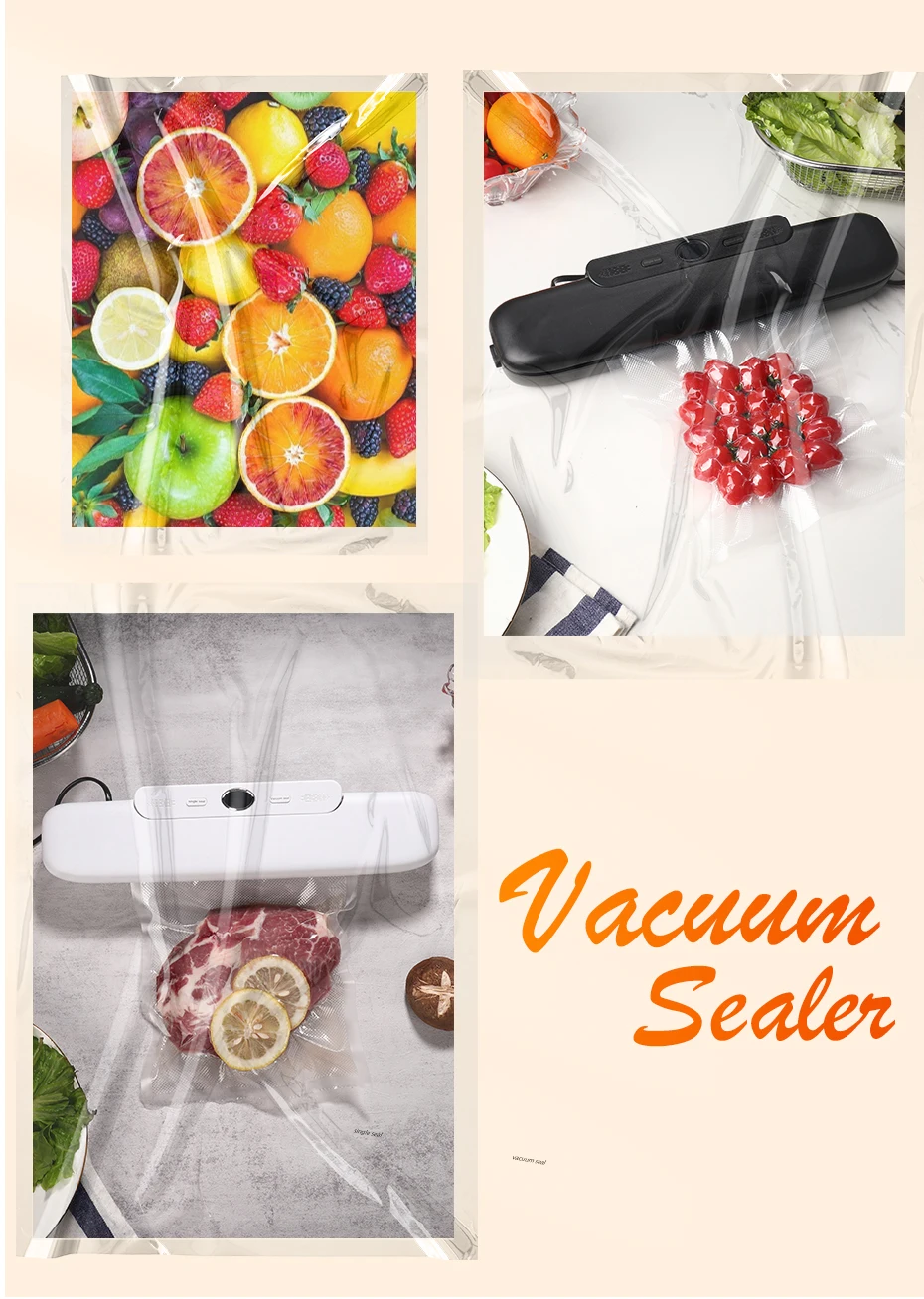 Vacuum sealer – complete household food packaging solution with free 10pcs vacuum bags included