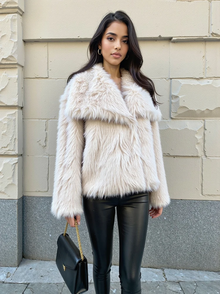 2025 Winter Jackets For Women Faux Fur Warm Woman Jacket Coat Long Sleeve Lapel Loose Plush Fluffy Thick New In Outerwears