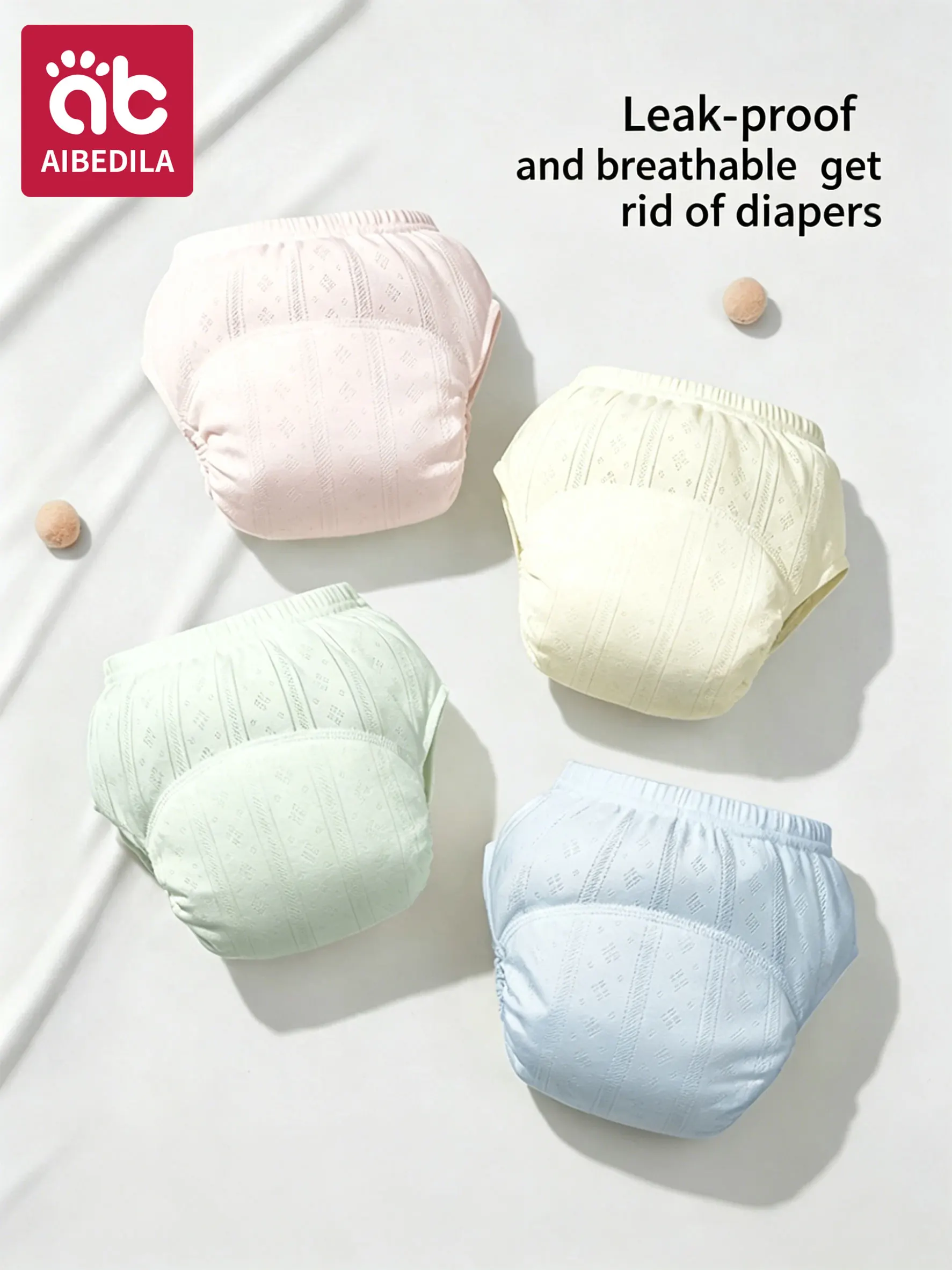 AIBEDILA Baby Potty Training Pants Washable Leakproof Underwear Summer Breathable Diaper Pants For Boys Girls Toilet Learning