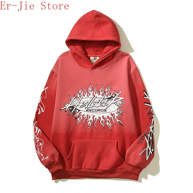 

Red Print High Street Hip Hop Winter Fleece Hellstar Hoodie Sweatshirt
