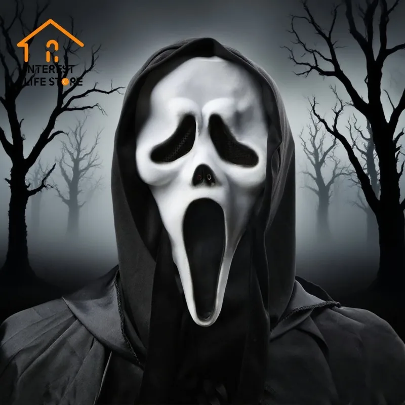 INDONI Ghostface Scream Mask – Latex Horror Mask For Adults, Halloween Cosplay & Scary Party Prop