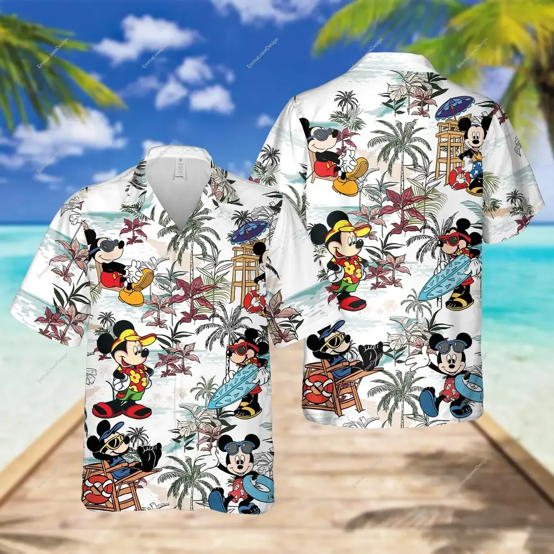 Disney Topolino Camicia Hawaiana Pantaloncini New Mickey Summer Manica Corta Bottone Camicia Hawaiana Pantaloncini Da Spiaggia Trip Camicia Hawaiana