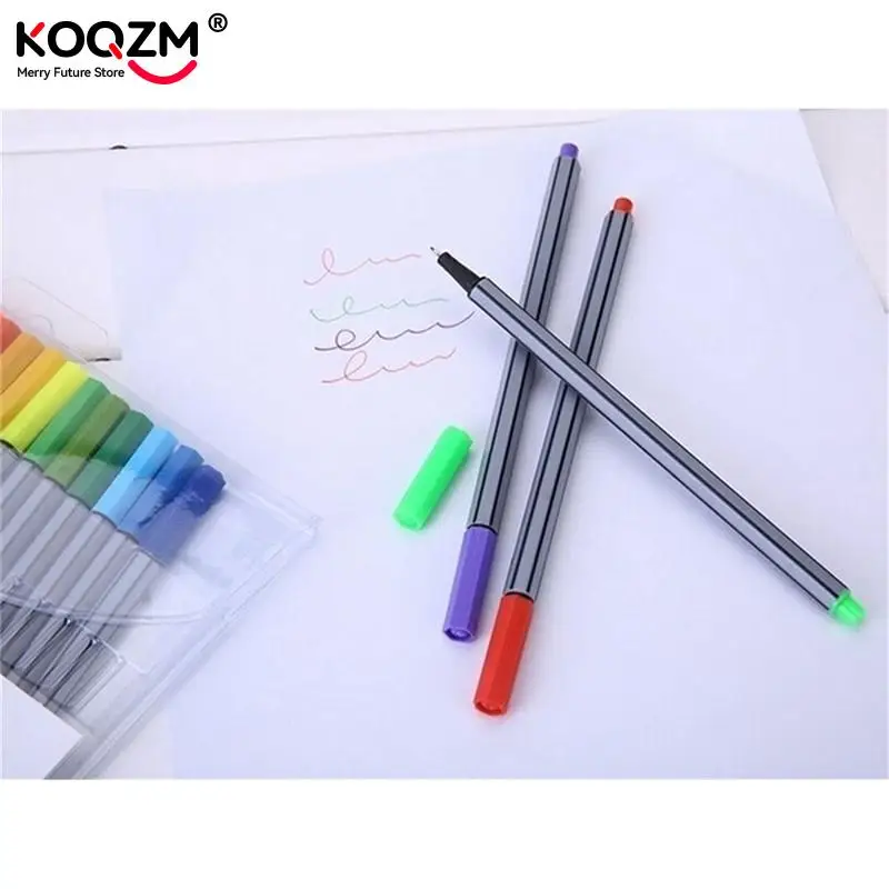 12 Fineliner Colouring Pens Set Fine Point Pens 0.4mm Assorted Colours,  Fineliners Coloured Pens Drawing pens