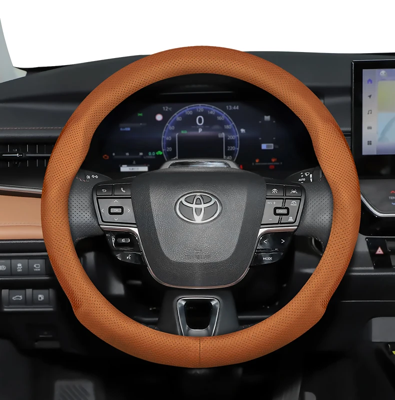 Für Toyota 37–38,5 cm runde Lenkradabdeckung, ultradünnes Mikrofaser-Leder, CHR RAV4 Yaris Auris Corolla Avensis Camry Sienna – Detail 18