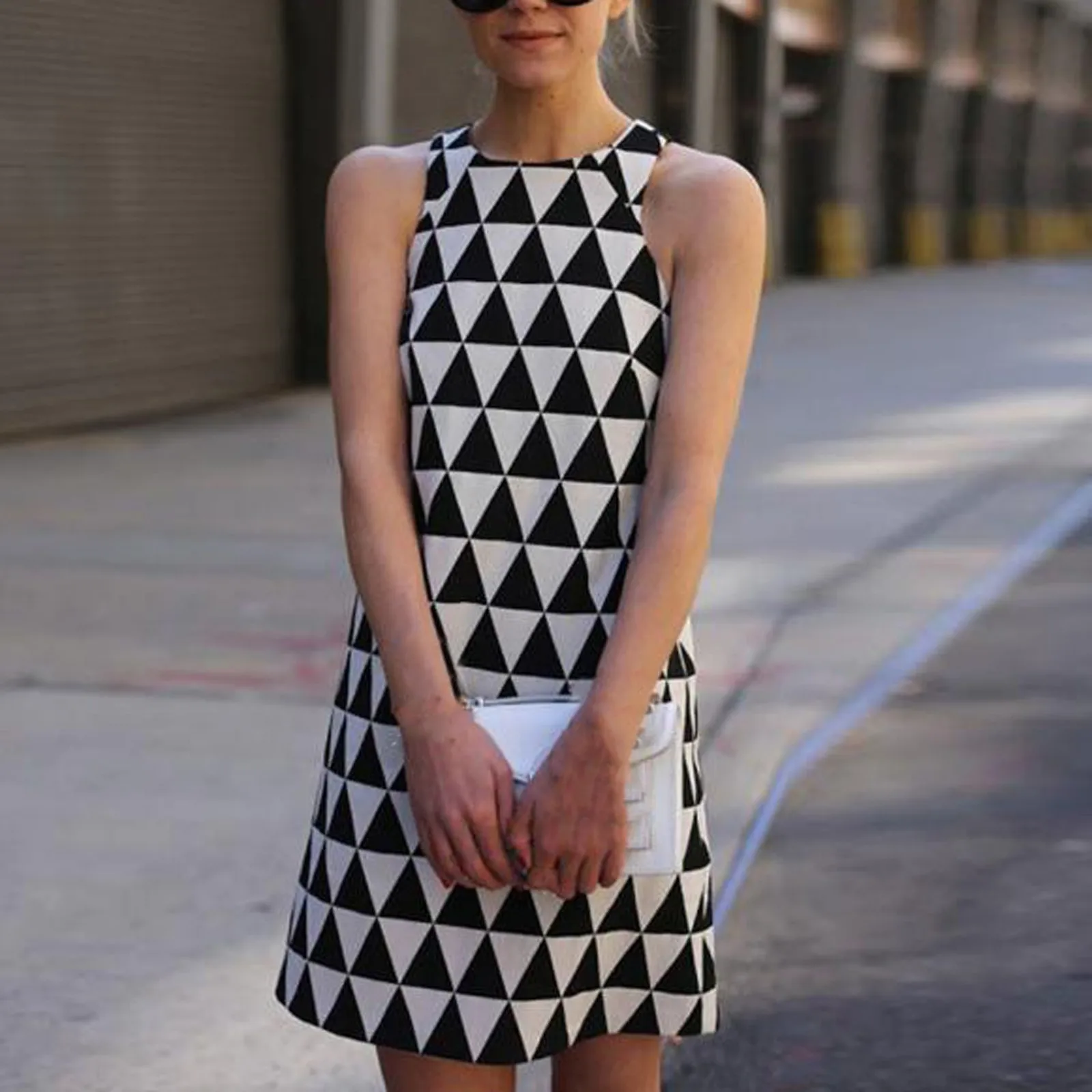 

Retro Summer Dress Lingge Temperamental Dress Casual Sleeveless Party Beach Short Fashion Dress Petite Dresses Women