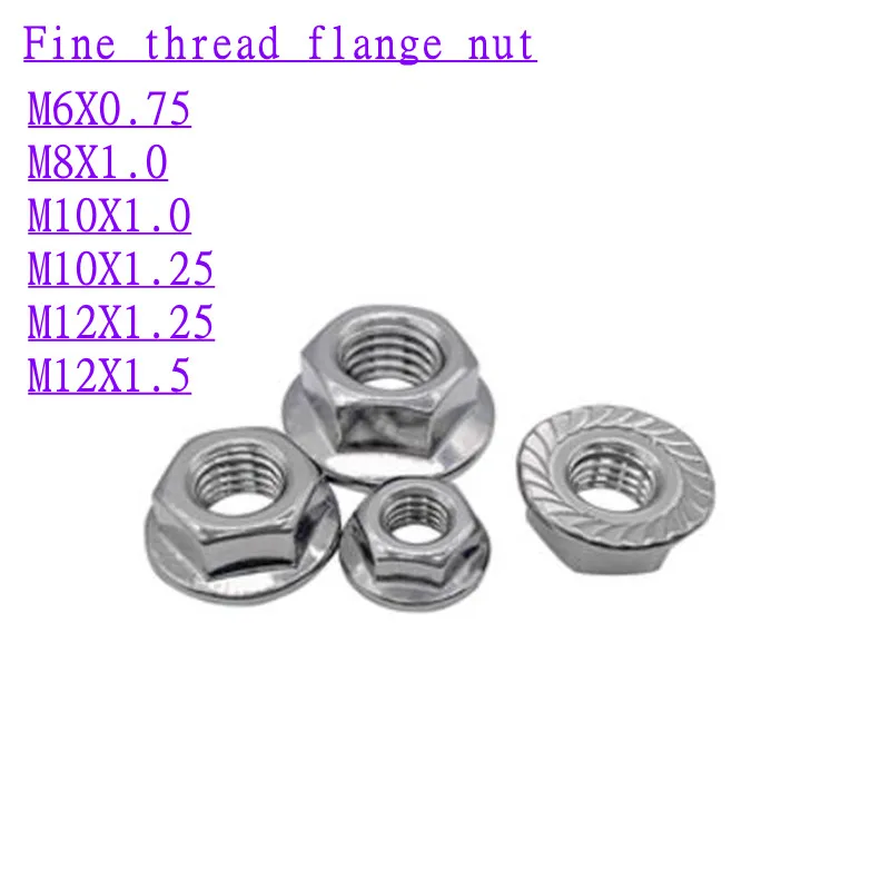 5pcs DIN6923 M6X0.75 M8x1.0 M10x1.0 m10x1.25 M12x1.25 M12x1.5 fine