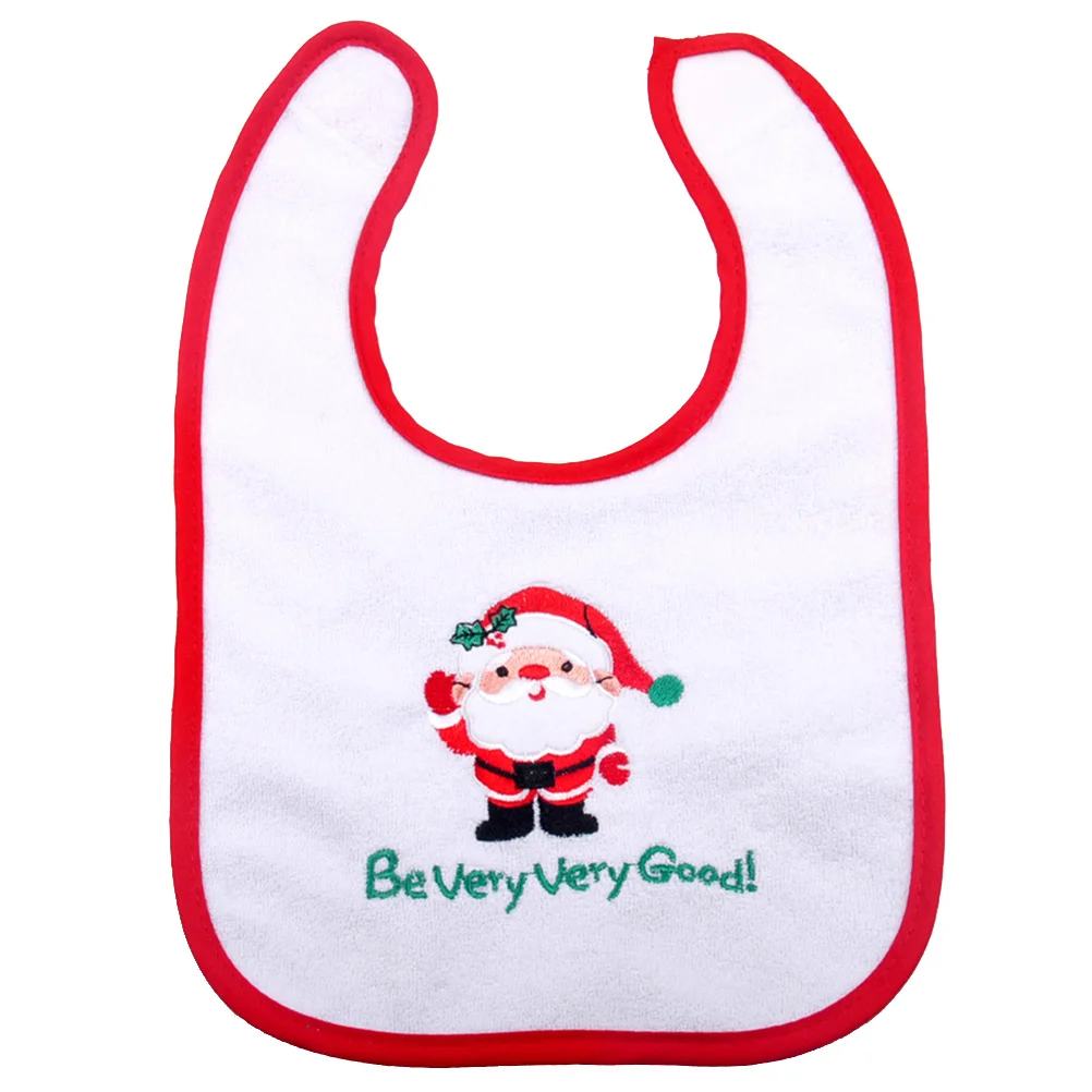 Christmas Baby Bib Round Neck Burp Cloths Santa Christmas Tree Pattern Feeding Bibs Infant Saliva Towel For Newborn Baby