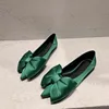 Flat Shoes for Women Spring Autumn 2025 New Casual Pointed Bow Green Black Plus Size 42 43 44 Women's Shoes Ladies Loafers 2