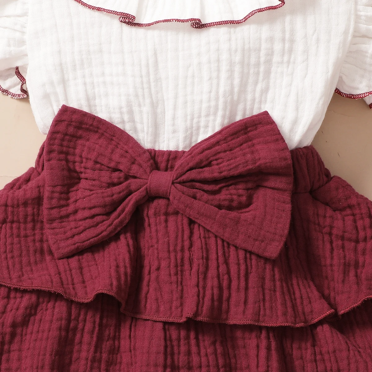 Baby Girl Red Wine & White Cupcake Dress 4
