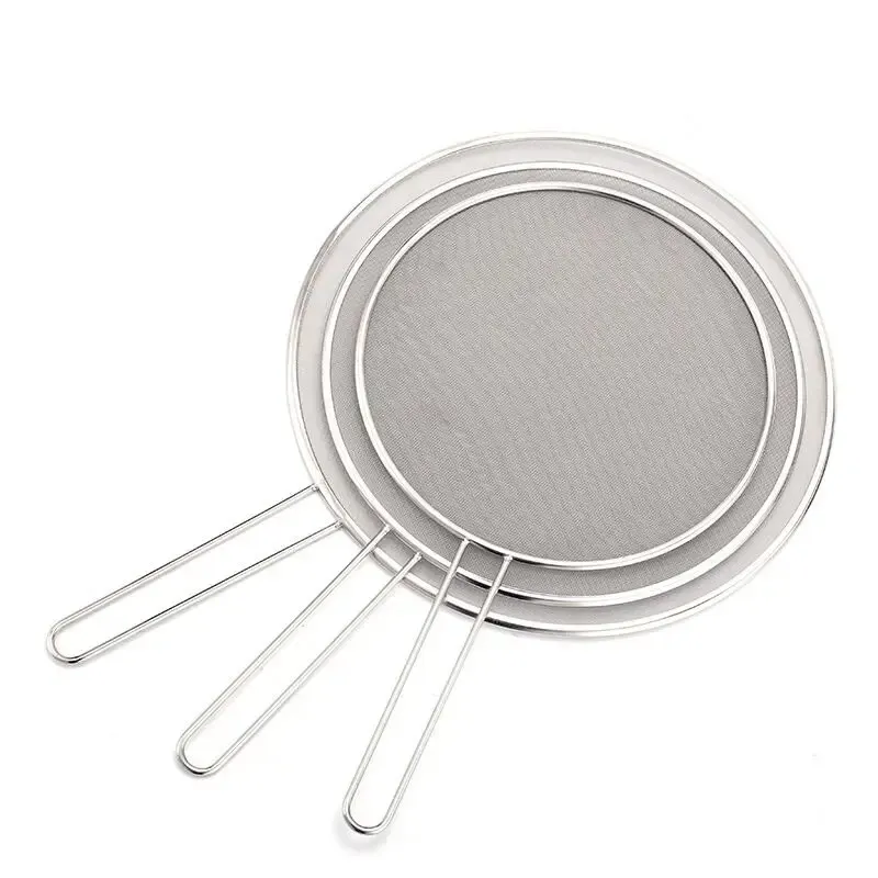 Kitchen Splatter Screen 1pc Stainless Steel Oil Splash Screen Circular Oil Shield Hollow Handle Anti Scald Used For Deep Frying And Cooking