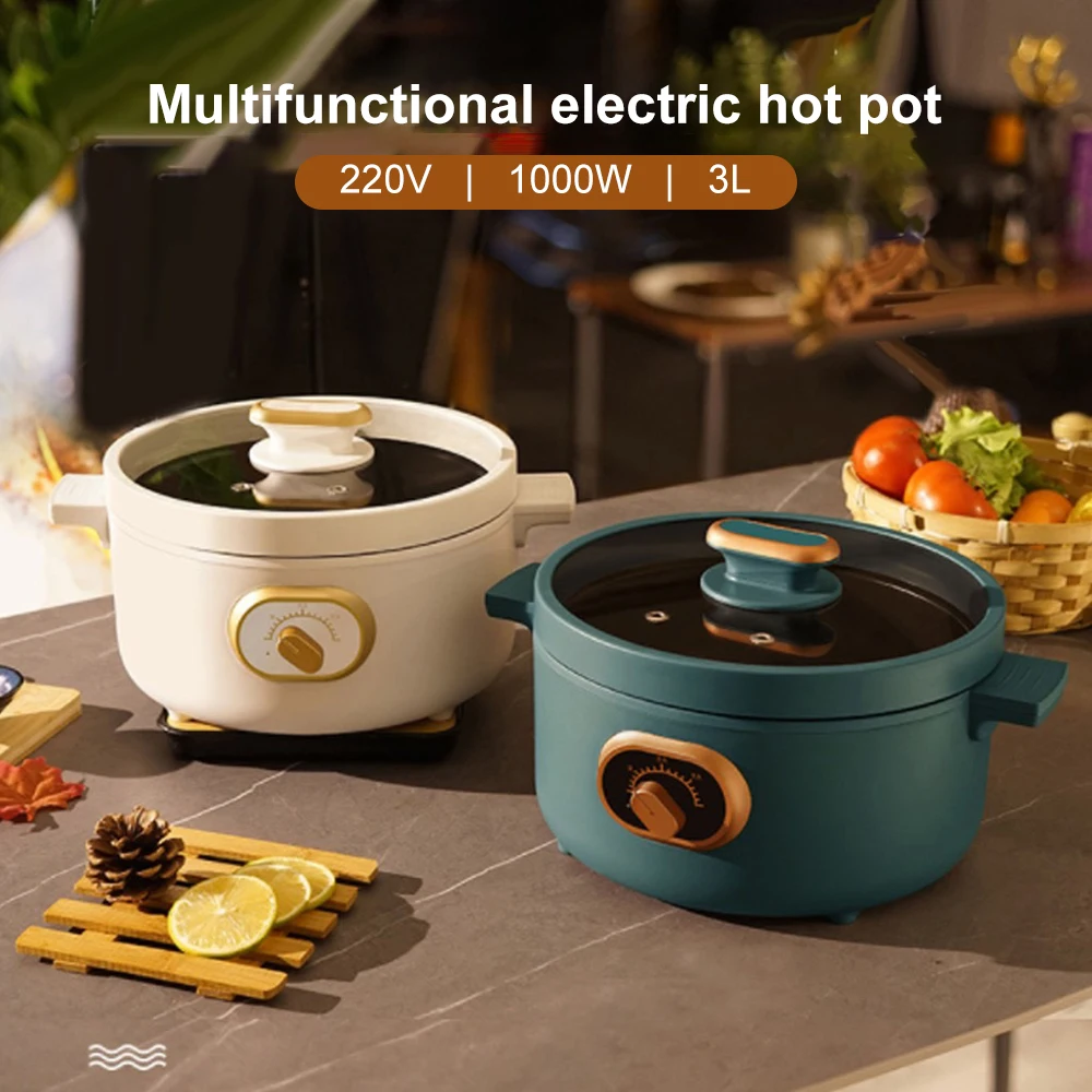 220V 1000W Multifunctional Cooker Electric Hot Pot 3L Household Stewing Machine Non-stick Pan Frying 20cm Diameter Home Use |
