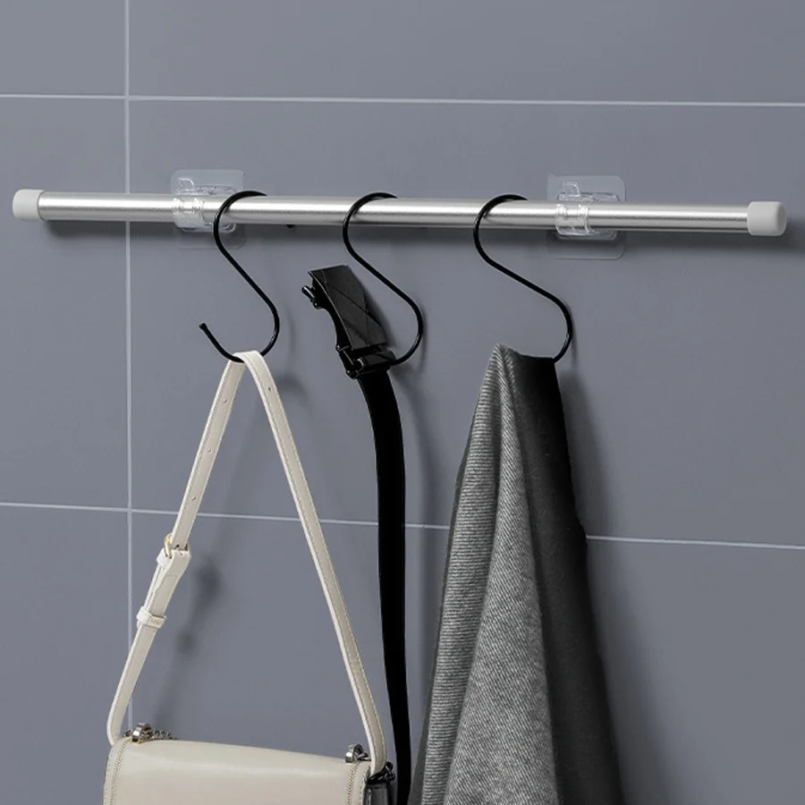 Curtain clips 2/4/8PCS Adjustable Curtain Rod Clip Self Adhesive Clamp Hook Curtain Holder Wall Bracket Holder Nail-Free Wall Hanging Clip