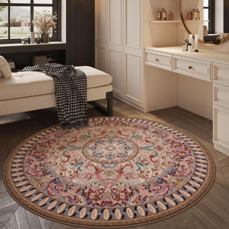 Round Living Room Carpet Nordic Retro Large Area Bedroom Bedside Rugs Light Luxury High-end Decorative Sofa Coffee Table Mats 러그