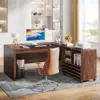 62.2" Executive Desk with Mobile File Cabinet, L-Shaped Office Desk with Storage Shelves, Large Computer 5