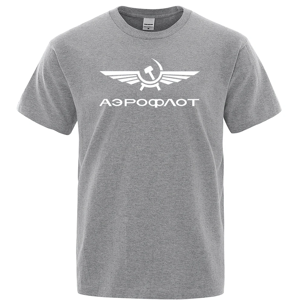 Aeroflot Aviation Russe Pilote Aerospace Aviateur T-Shirt Men Summer Cotton Short Sleeve Fashion Casual Clothes Loose T Shirt