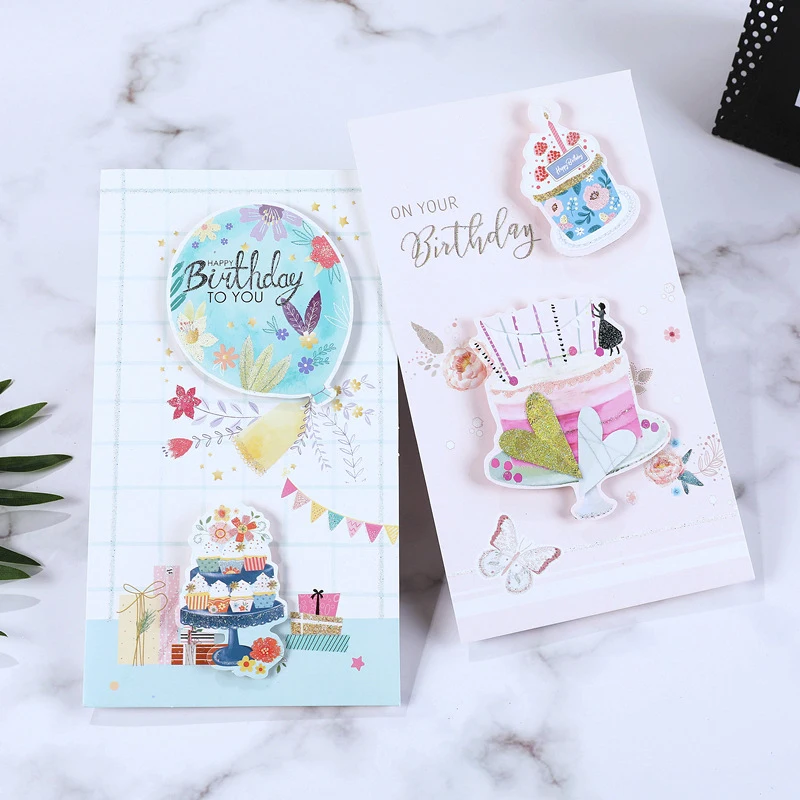 Set of 8 Elegant 3D Greeting Cards with Envelopes