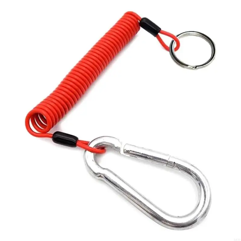 N84F Breakaway Safety Lanyard Brake Safety Cable for RVs Trailer Breakaway Cable Spring Towing Coiled Wire Clip