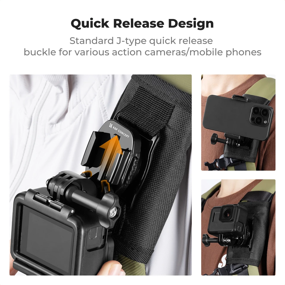 Backpack Shoulder Strap Mount Camera With Adjustable Shoulder Pad And 360 Degree Rotating Base Compatible With GoPro Hero 9/8/7/6/5/4/3+,OSMO Action, Xiaoyi 4K And Most Action Cameras