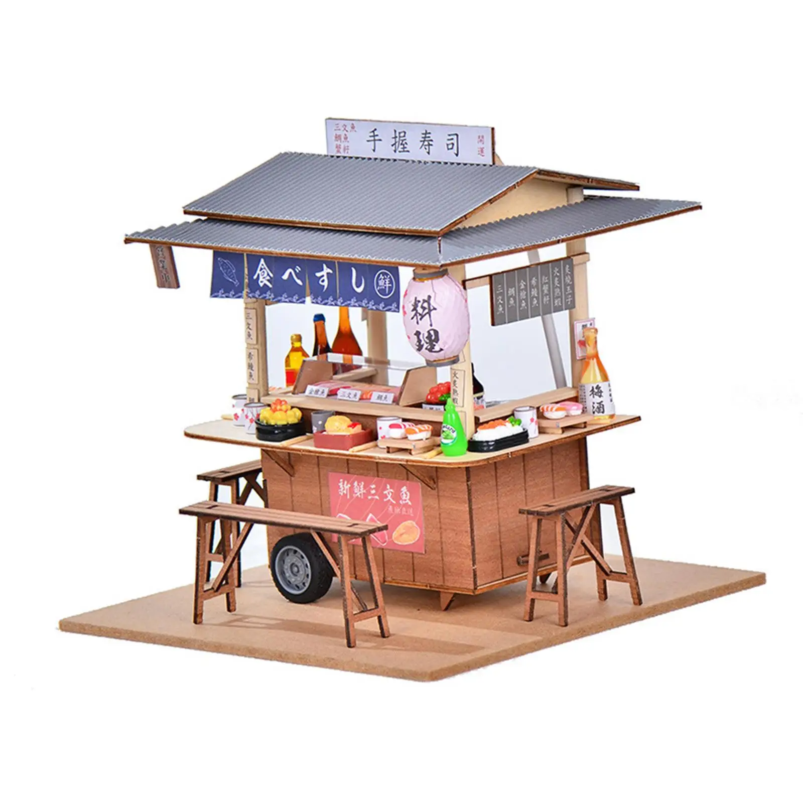 DIY Dollhouse Kits Sushi Store Display Mini Model Wooden Gift Mini Sushi Shop