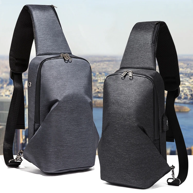 2024 New Men's Trendy Cool Style Chest Bag Single Shoulder Crossbody Bag USB Charging Men's Bag Youth Sports Small Backpack