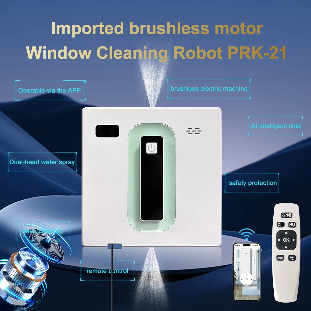 PuRuiKai Robot Electric Automatic Window Cleaning Robotic , With APP/Remote Control,With Voice Broadcast Two-way Automatic Spray - 4