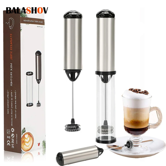 Powerful Handheld Milk Frother,Portable Stainless Steel Beater with Double  Spring,Automatic Milk Foam Maker,Drink Mixer for Coffee Milk Latte  Cappuccino Hot Chocolate Cream Matcha