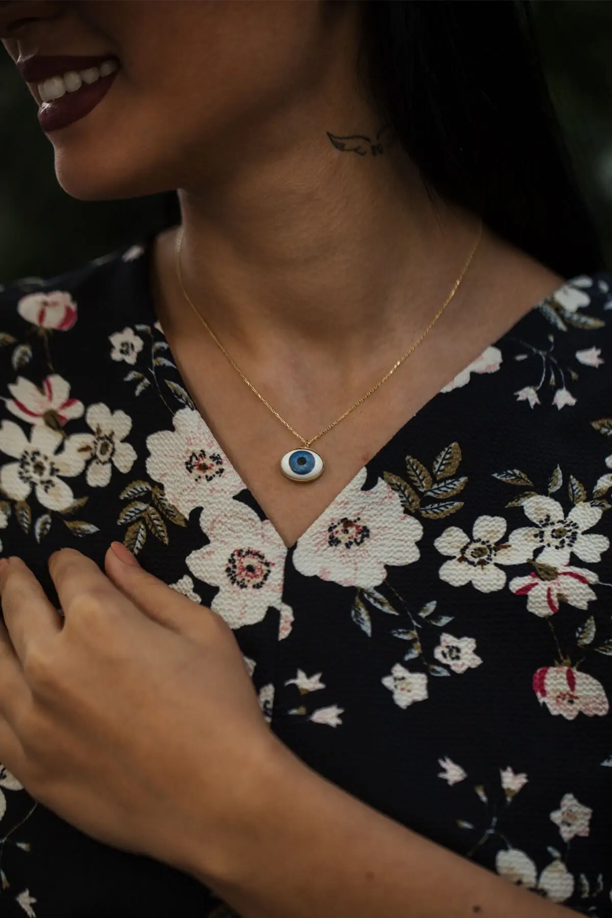 

Women's Gold Plated Chain Eye 925 Sterling Silver Necklace