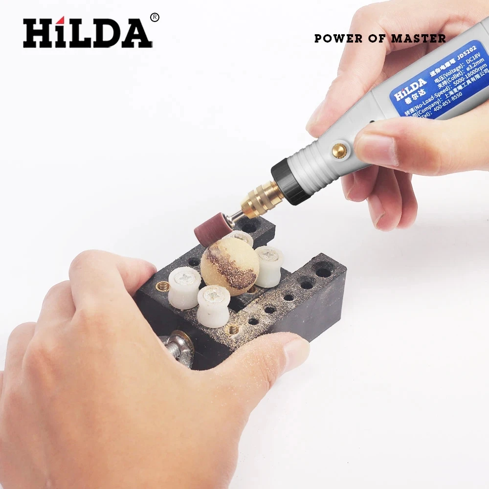 HILDA 다기능 미니 조각 펜, 그라인딩 액세서리 세트 포함, 미니 드릴 회전 도구, 18V