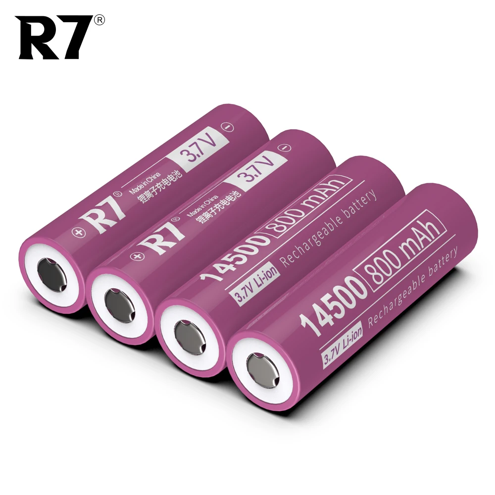 R7 14500 800mAh 3.7V Li ion Rechargeable Batteries AA Battery Lithium