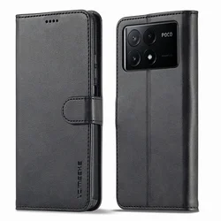 Luxury Wallet Card Flip Leather Case Cover for Poco M4pro 4G (Black)