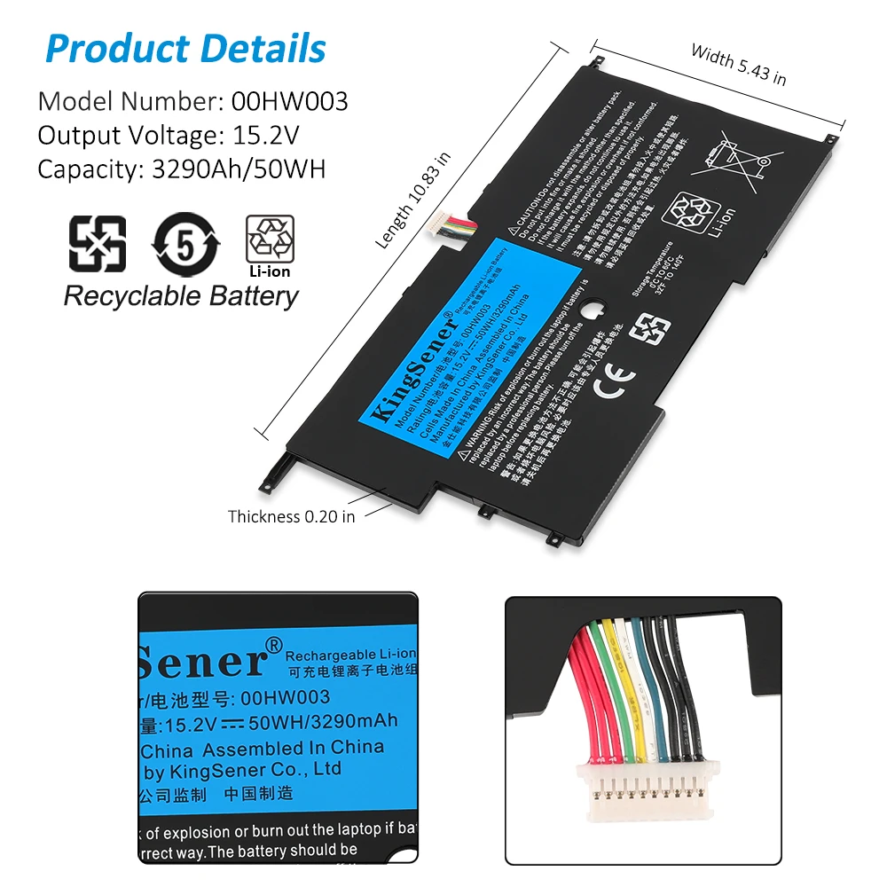 Kingsener 00hw003 Sb10f46440 45n1700 Bateria do Portátil para Lenovo Thinkpad x1 Carbono Gen3 2023 x1 Carbono 2014 Gen2 00hw002 45n1702 - Imagem 6