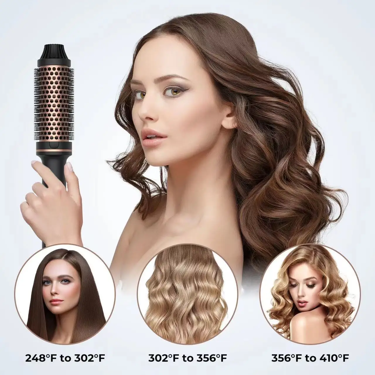 Hair Curler Double PTC Hair Curler Fast Heating 38MM Thermal Brush Ceramic Heated Hair Curling Comb Ionic Straightener Brush For Travel