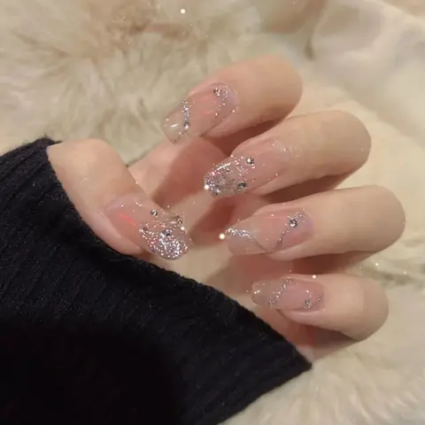 Long Coffin False Nails Red Wine colour Artificial Ballerina Fake Nails With Glue Full Cover Nail Tips Press On Nails