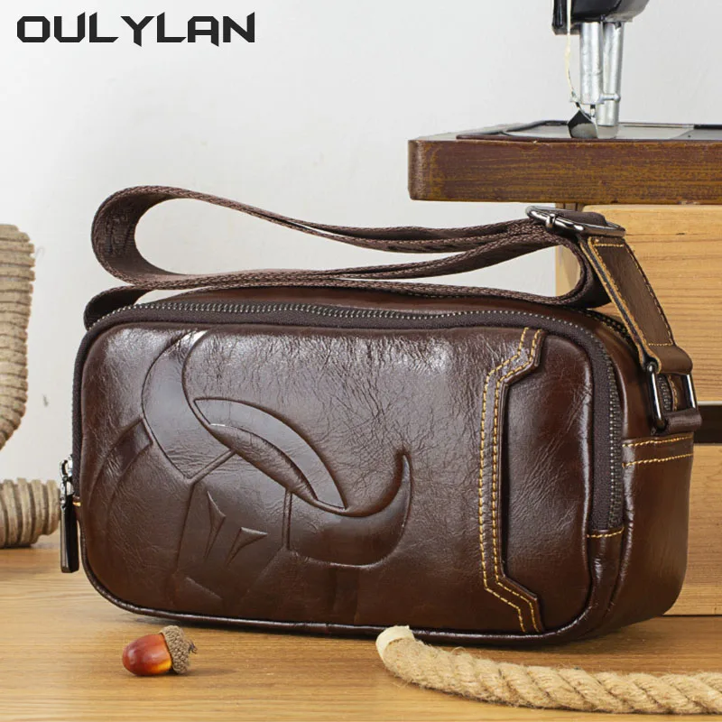 

Genuine Cowhide Leather Men's Bag Trendy Shoulder Crossbody Bags for Male High Quality Messenger Sling Bag Satchel Bags