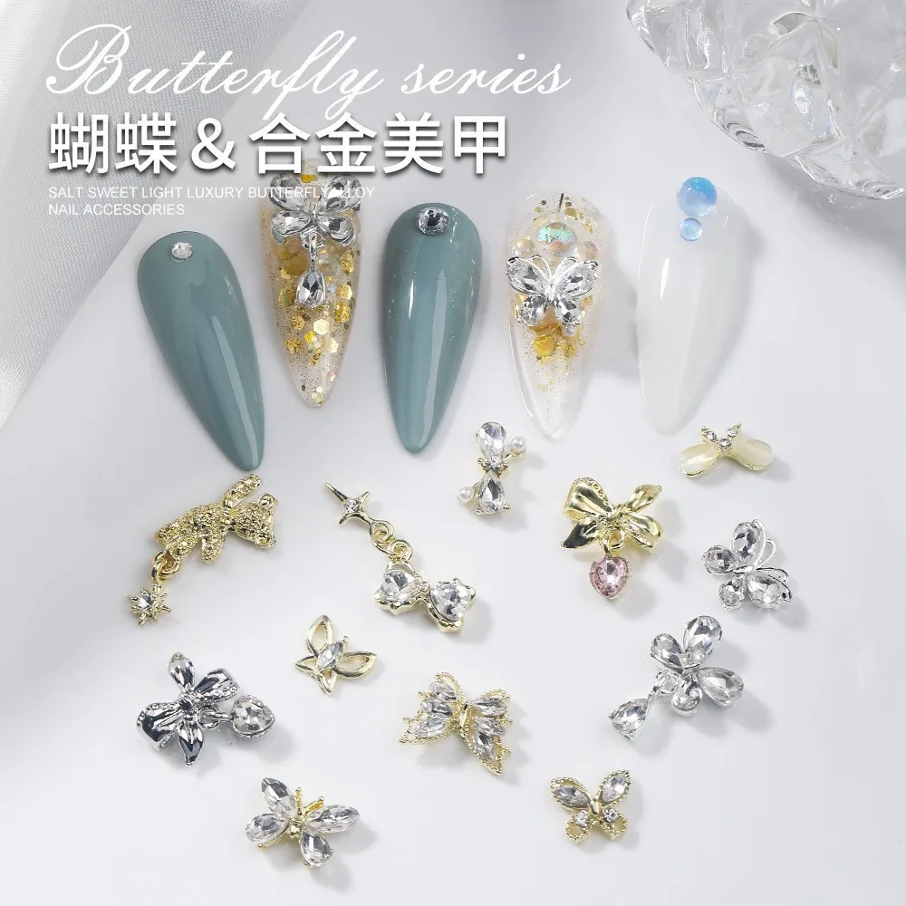 

New 10pcs Bowknot Nail Art Jewelry Ins Wind Sweet Three-dimensional Hollow Butterfly Nail Art DIY Accessories