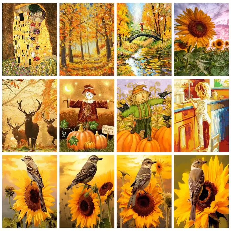 RUOPOTYFrameSunflowersPaintingByNumbersForAdultsBirdsAnimals