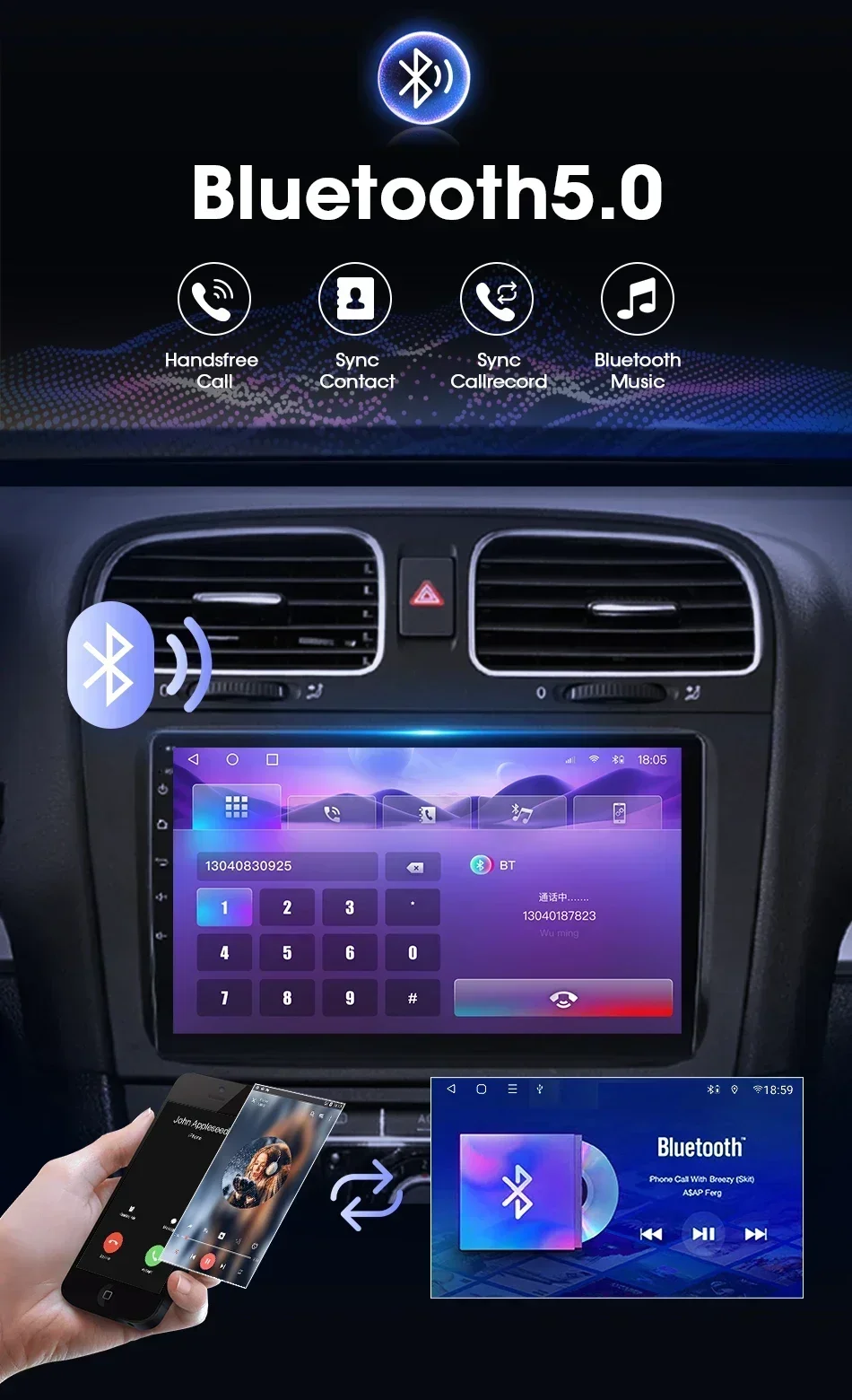 Drahtlose Carplay 2Din Android Auto Radio für Volkswagen VW Golf 7 2013-2017 Multimedia Player Stereo Navigation GPS DVD kopf Einheit – Detail 16