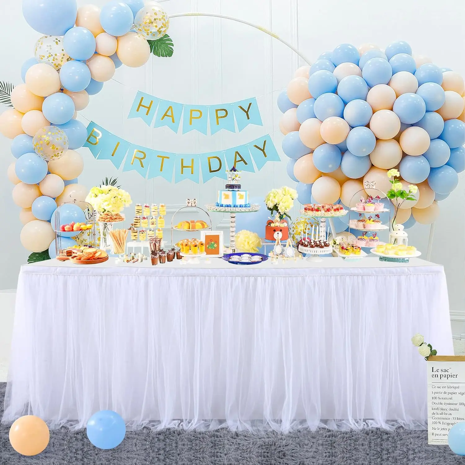 Tulle Table Skirt Tutu Table Skirt Tablecloth Decorations Baby Shower Wedding et Banquet Decoration Black Skirting