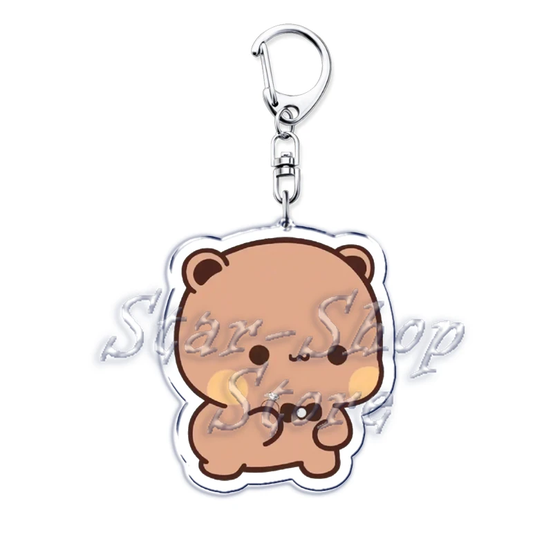 Bubu Dudu Rose Love Schlüsselanhänger Paar Bär Panda Acryl Schlüsselanhänger für Zubehör Tasche Anhänger Schlüsselanhänger Schmuck Fans Liebhaber Geschenke – Detail 6