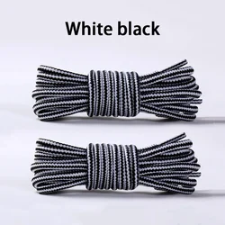 Durable Heavy - Duty Round Boot Laces - 2 Pairs for Hiking, Work, and Outdoor Sports (White black)