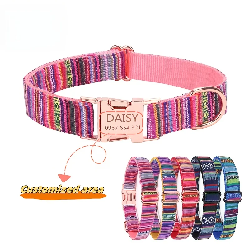 Hundhalsband med graverat metallspänne och namn_voghion.com