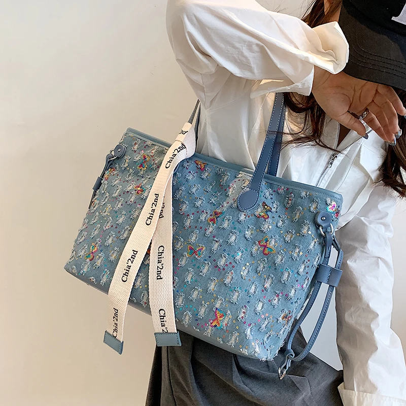 VeryMe Large Capacity Ladies Travel Shopping Tote Bags Casual Denim Female Shoulder Purses Fashion Design Handbags сумка женская