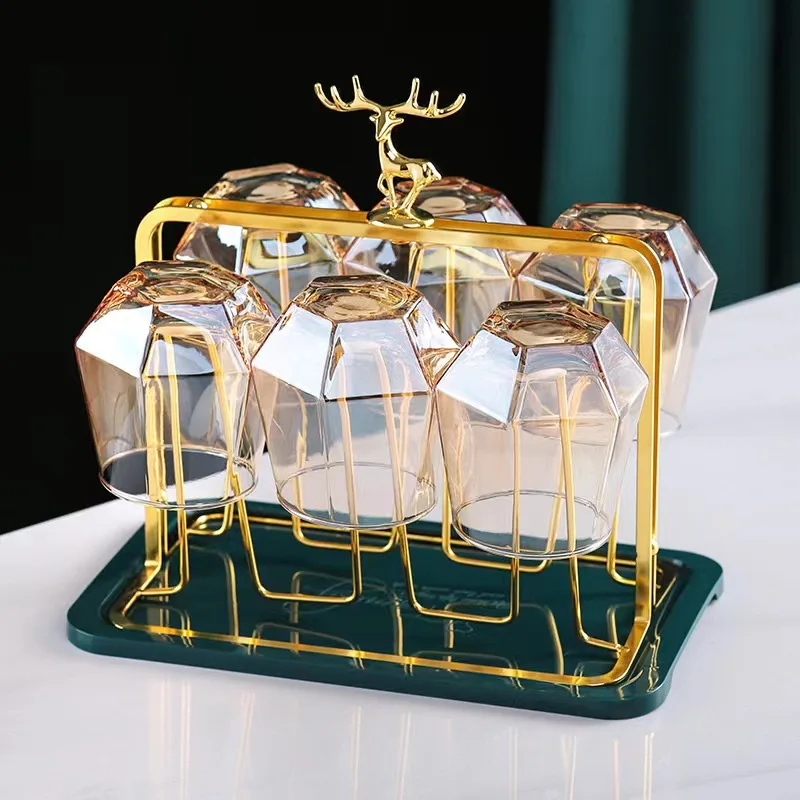 Light Luxury European Style Glass Water Cup Rack Metal Cup Rack Draining Household Cup Storage Rack Water Cup Holder 3