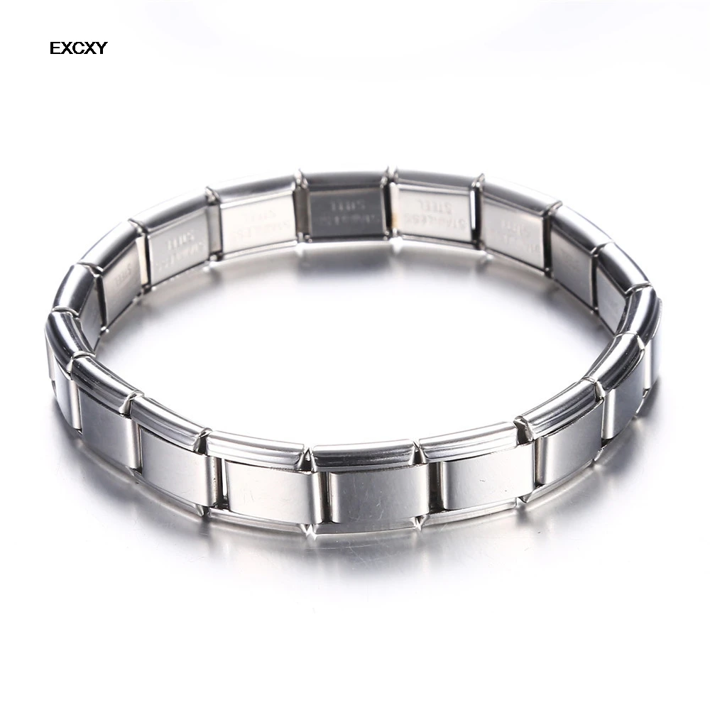 Elegant Women's 9mm Italian Elastic Charm Bracelet in Stainless Steel